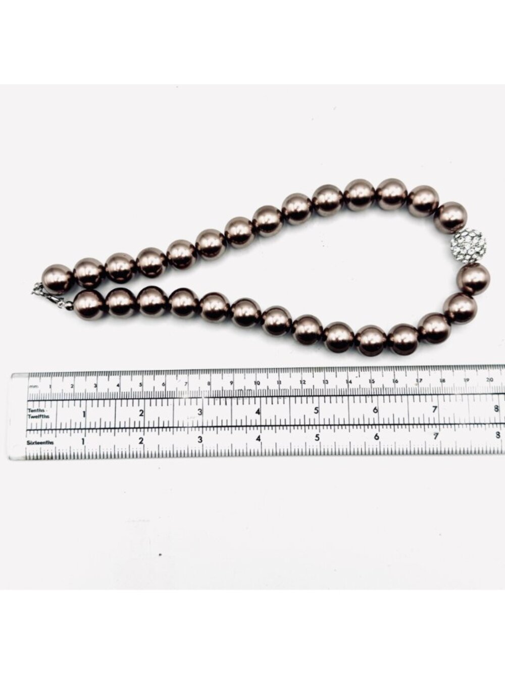 Vintage Chunky Glass Pearl Choker with Disco Ball and Earrings Smoky Luxury 16" - Picture 5 of 7